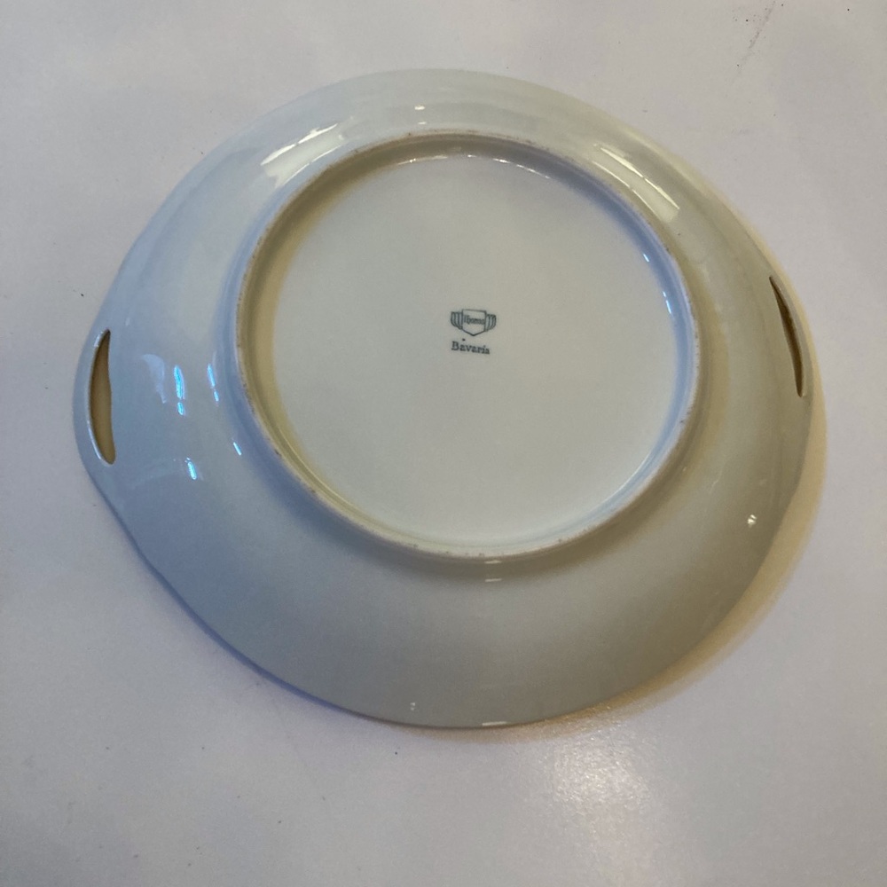 Antique art deco round porcelain serving/dressing table platter gloss white/gold - Picture 13 of 13